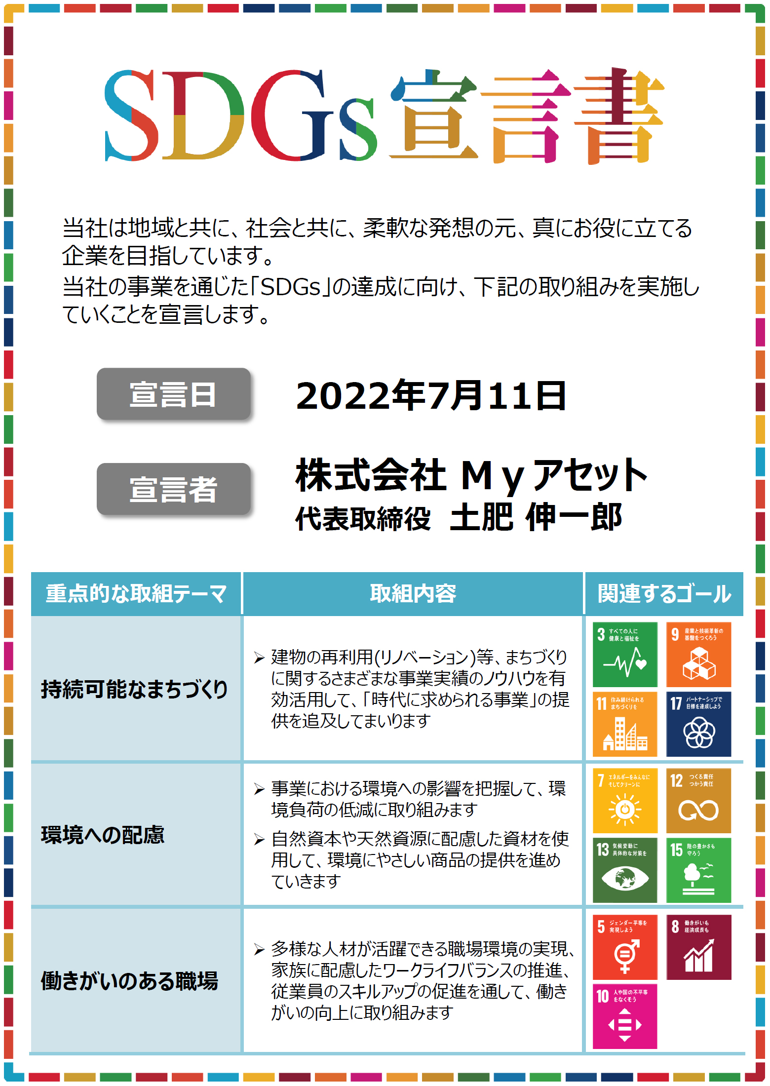 SDGs宣言書Myアセット