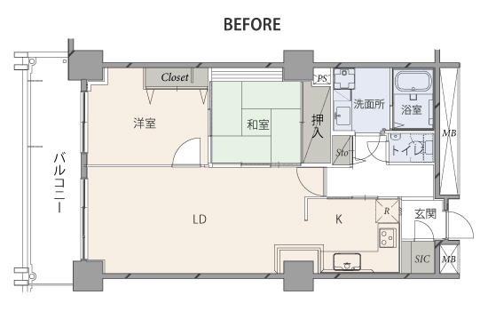 渋谷区区分マンション間取りBefore